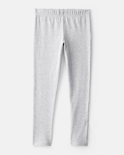 Girls Cotton Stretch Leggings - Grey