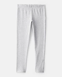 Girls Cotton Stretch Leggings - Grey