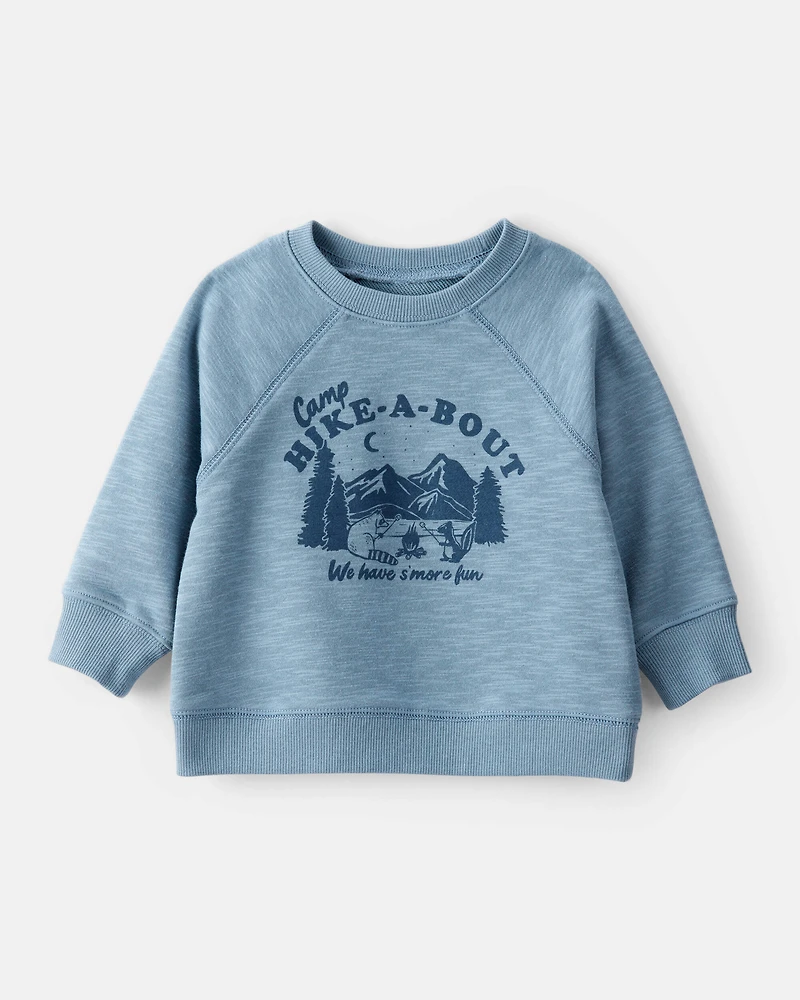 Baby Boy Camping French Terry Pullover Sweatshirt - Blue