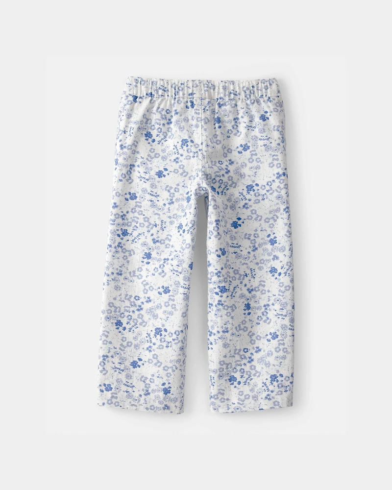 Toddler Girl Floral Wide-Leg Pants - Blue/White