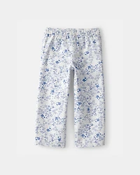 Toddler Girl Floral Wide-Leg Pants - Blue/White