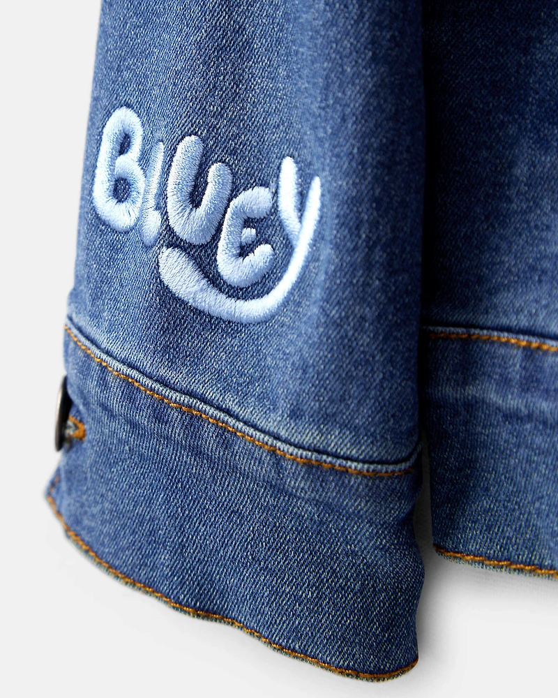 Toddler Girl 2-Piece Bluey Denim Jacket & Skirt Set - Blue