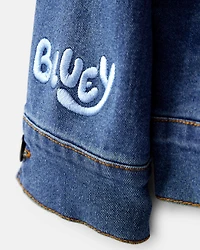 Toddler Girl 2-Piece Bluey Denim Jacket & Skirt Set -  Blue