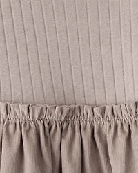 Baby Girl Rib Knit Dress - Brown
