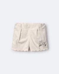 Toddler Girl Floral Scalloped Shorts - Cream