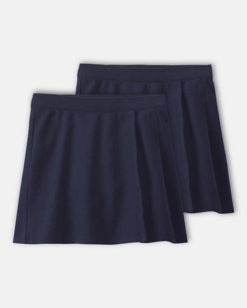 Girls 2-Pack Uniform Ponte Skort - Navy