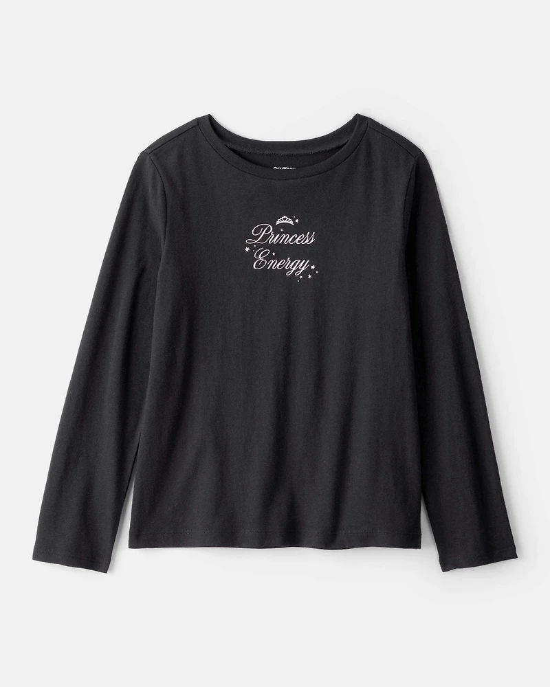 Girls Princess Long-Sleeve Graphic Tee - Black