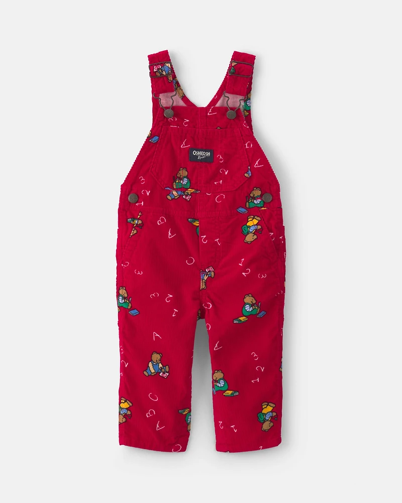 Baby Bear Corduroy Overalls - Red
