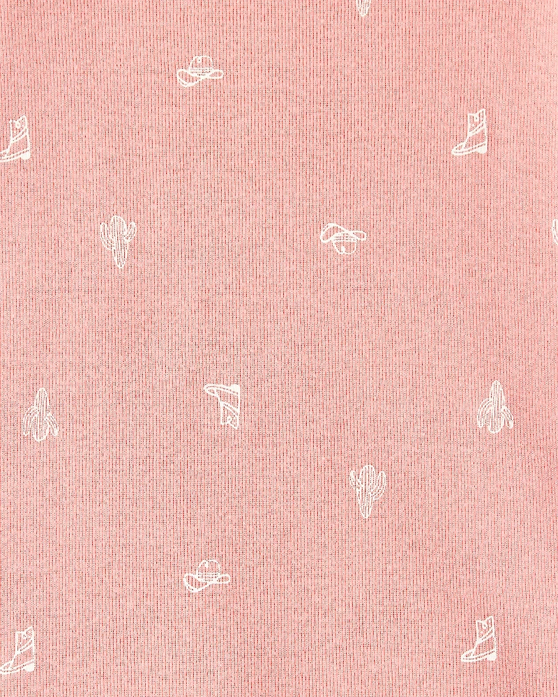 Baby Girl 5-Pack Cowgirl Print Cotton Multipack Bodysuits - White/Blue/Pink