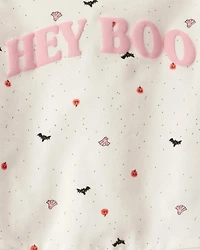 Toddler 2-Piece Hey Boo Halloween Outfit Set - Cream