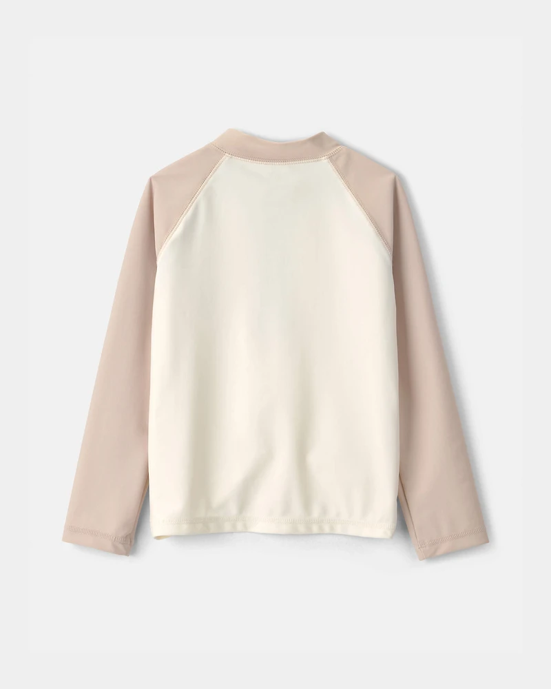 Toddler Boy Colorblock Rashguard - Tan/Ivory