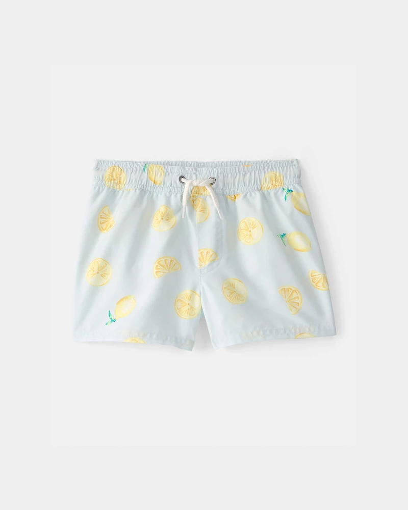 Toddler Boy 2-Piece Lemon Rashguard & Swim Trunk Set - Yellow/Blue/White