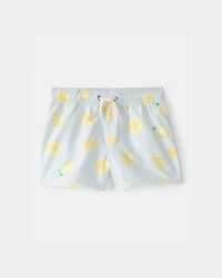 Toddler Boy 2-Piece Lemon Rashguard & Swim Trunk Set - Yellow/Blue/White