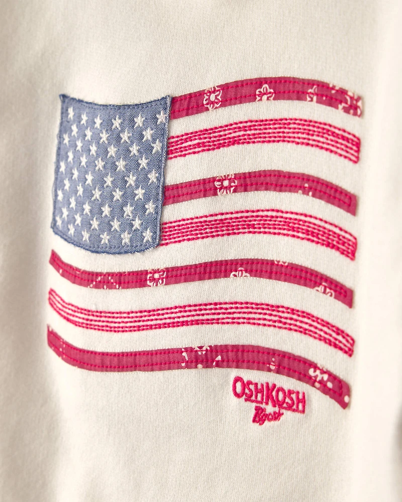 Toddler American Flag French Terry Pullover Sweatshirt - Cream