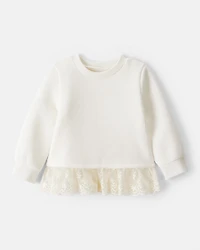 Baby Girl Fleece Long-Sleeve Top - Ivory