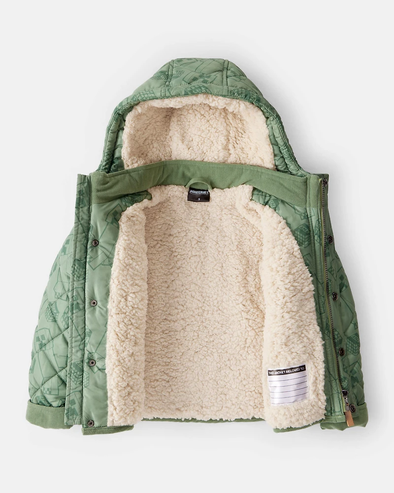 Boys Minecraft® Hooded Heavyweight Winter Jacket - Green
