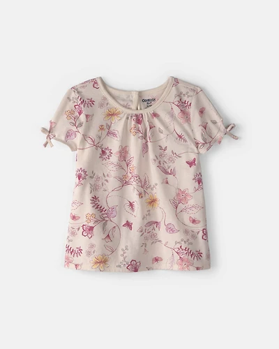 Toddler Girl Floral Tie-Sleeve Top - Ivory