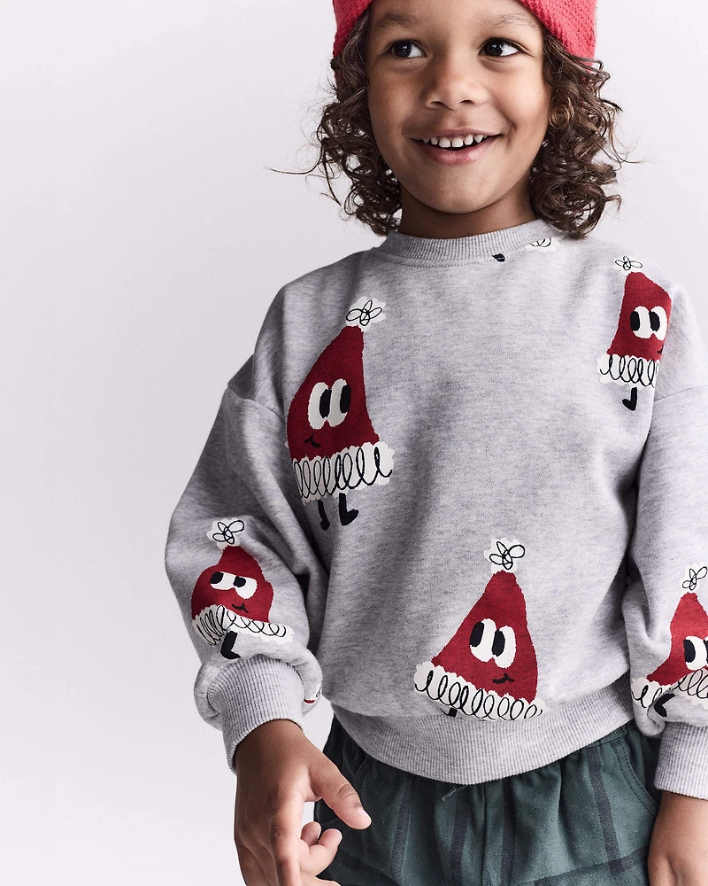 Toddler Santa Hat Dolman-Sleeve Sweatshirt - Heather Grey
