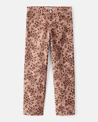 Girls Mid-Rise Leopard Print Cotton Pants - Brown