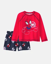 Toddler Boy 2-Piece ©Marvel Spider-ManRashguard & Swim Trunk Set - Red/Black