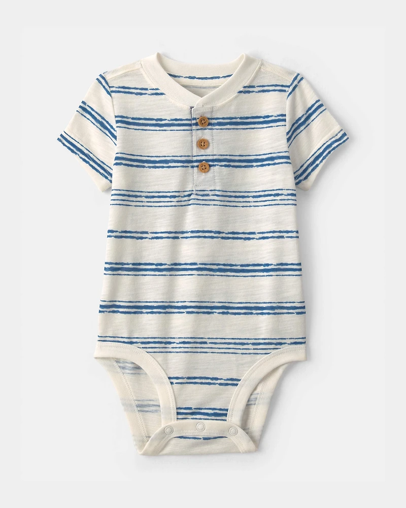 Baby Boy Striped Bodysuit - Blue/Ivory