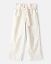 Girls Corduroy Wide-Leg Pants - Ivory