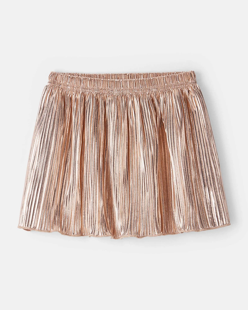 Toddler Girl Metallic Pleated Skirt - Gold