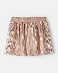 Toddler Girl Metallic Pleated Skirt - Gold