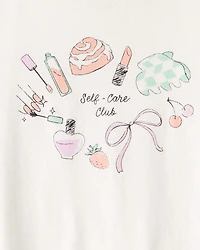 Girls 'Self Care Club' Short-Sleeve Graphic Tee - Ivory