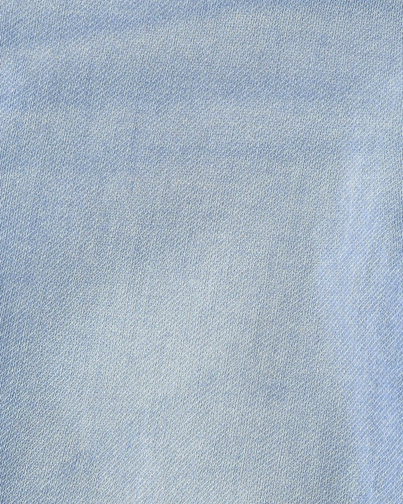 Girls Light Wash Denim Barrel Jeans - Blue