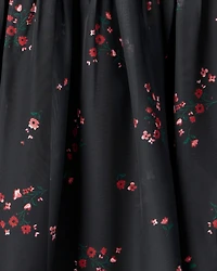 Girls Floral Short-Sleeve Occasion Dress - Black