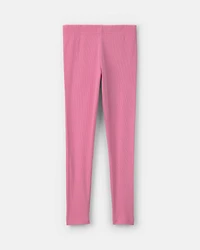 Girls Pull-On Stretch Rib Leggings - Pink