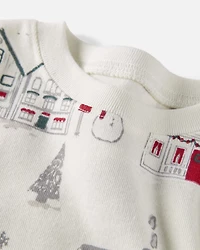 Toddler Organic Cotton Pajamas Set in Winter Village Print