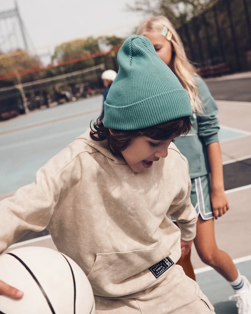 Boys Acid Wash Print French Terry Jogger - Cream