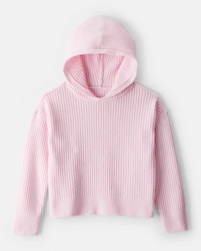 Girls Ribbed Sweater Knit Hoodie