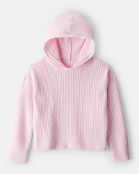 Girls Ribbed Sweater Knit Hoodie