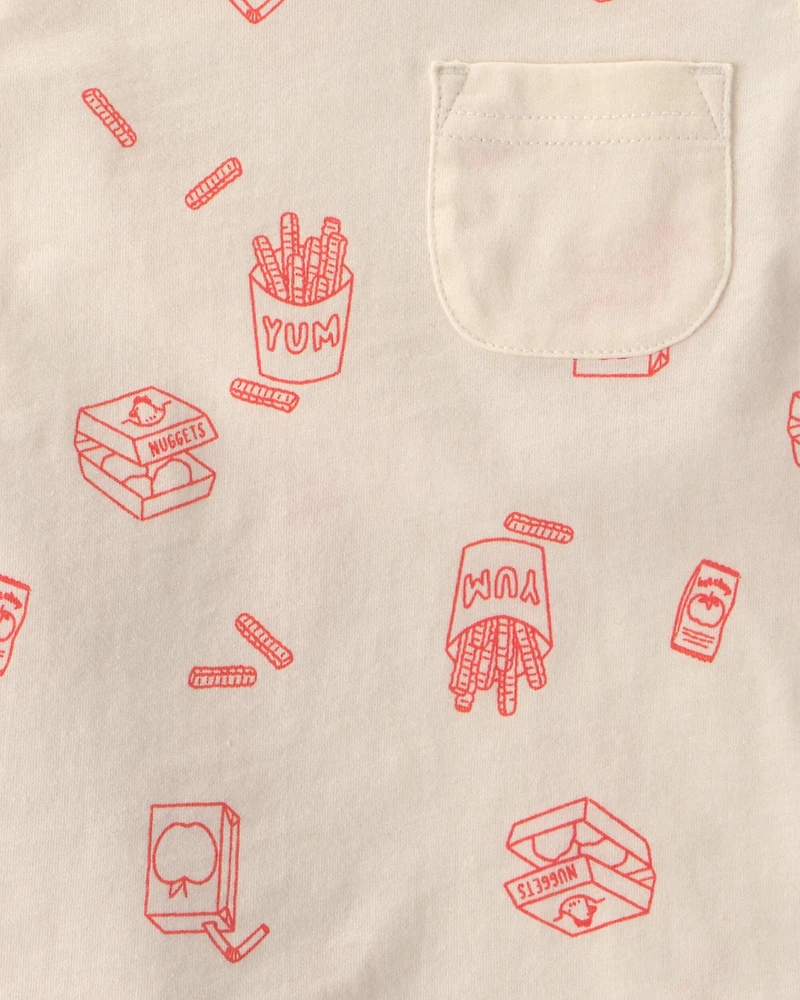 Toddler Boy 2-Piece Snack Time Top & Short Set - Cream/Orange