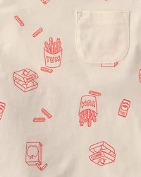 Toddler Boy 2-Piece Snack Time Top & Short Set - Cream/Orange