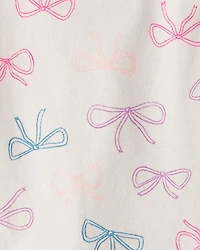 Baby Girl 3-Piece Bow Heart Print Long-Sleeve Dress Set - Ivory/Pink