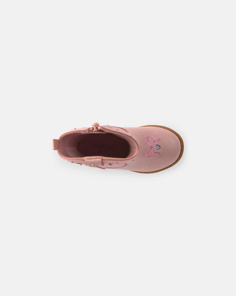 Toddler Girl Bow Cowboy Boots - Pink