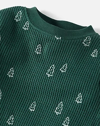 Baby Christmas Tree Print Waffle Knit Pajamas Made with Organic Cotton
