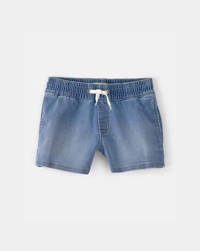 Girls Denim Drawstring Pull-On Shorts - Medium Wash