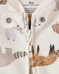 Baby Boy Fox Print 100% Cotton Long-Sleeve Sleep & Play Pajamas - Ivory