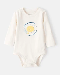 Baby "Mommy & Daddy Are My Universe" Cotton Long-Sleeve Graphic Bodysuit - Ivory