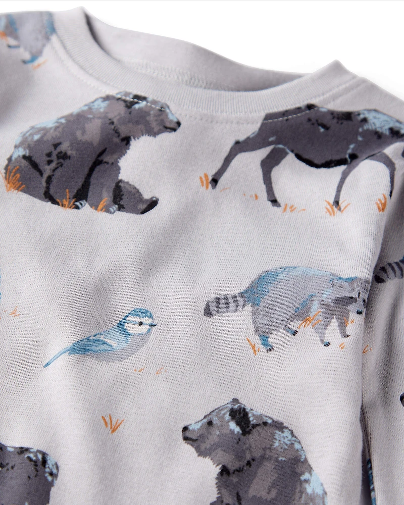 Toddler Organic Cotton Pajamas in Midnight Forest Print