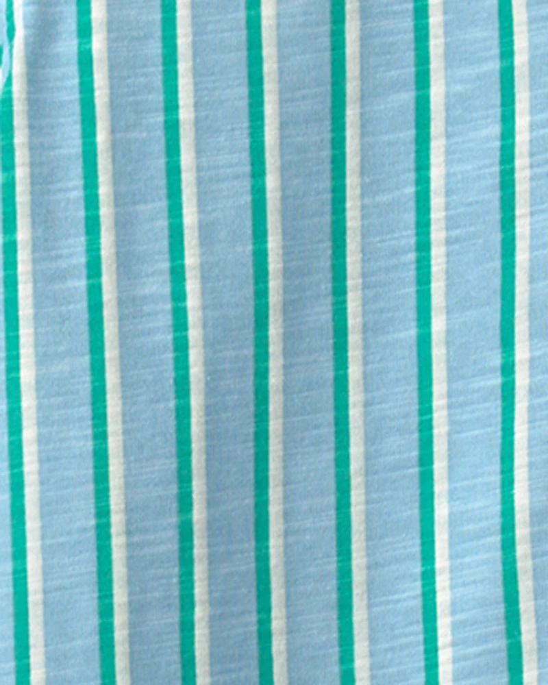 Boys Striped Short-Sleeve Button-Down Shirt - Blue