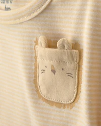 Baby 2-Pack Lion Short-Sleeve Rompers - Yellow/Ivory