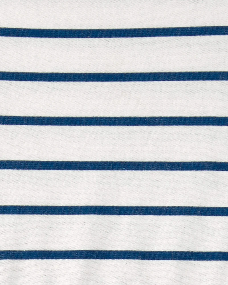 Baby Girl Striped Short-Sleeve Dress - Blue/Ivory