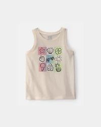 Toddler Girl Summer Icon Graphic Tank - Ivory