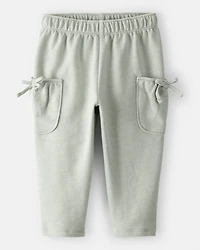 Baby Girl Bow Pocket French Terry Pants - Green